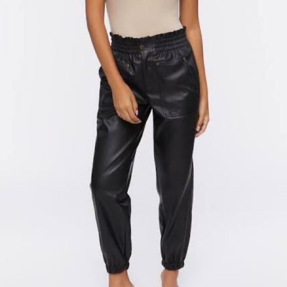 Faux Leather Joggers